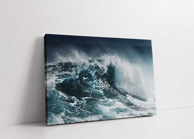 Ocean waves stormy canvas picture print surf spray.