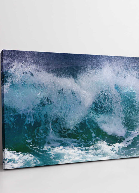 ocean waves crashing canvas picture storm beach picture abstract blue colours