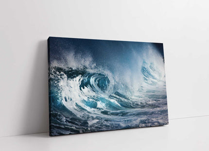 Rolling waves crashing canvas picture print. Ocean picture, deep blue colours