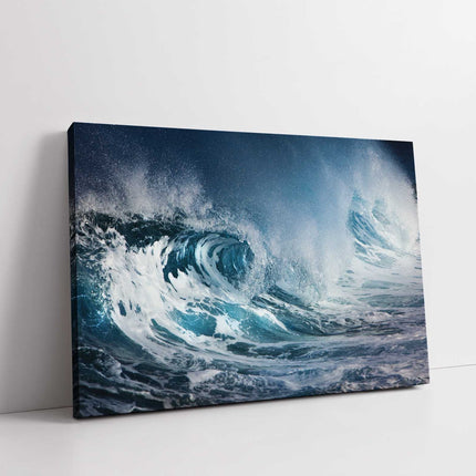Rolling waves crashing canvas picture print. Ocean picture, deep blue colours