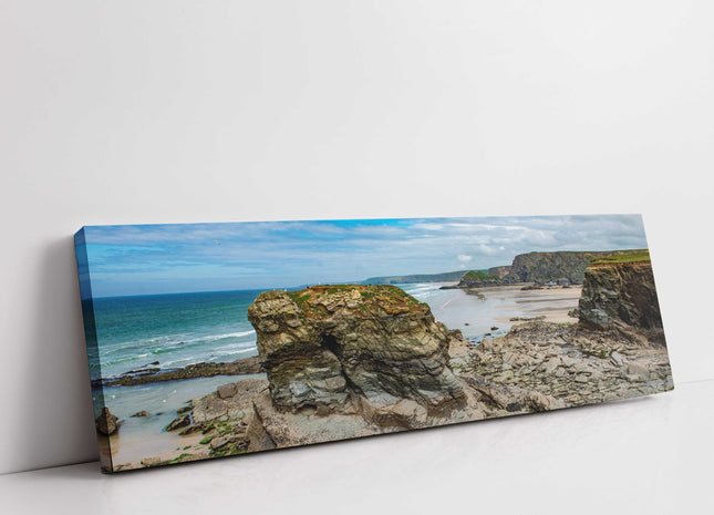 Whipsidery beach and Watergate Bay neart newquay panoramic canvas picture print