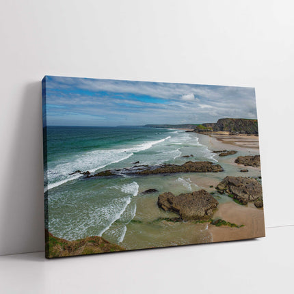 Whipsiderry Beach & Watergate Bay Canvas Print | North Cornwall Coastal Wall Art
