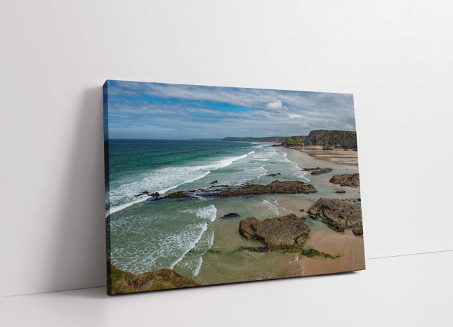 Whipsiderry Beach & Watergate Bay Canvas Print | North Cornwall Coastal Wall Art