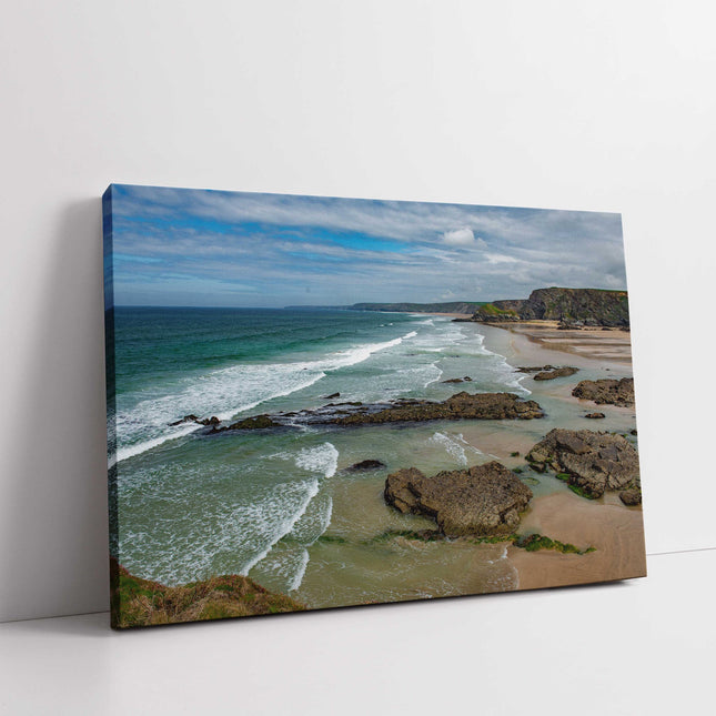 Whipsiderry Beach & Watergate Bay Canvas Print | North Cornwall Coastal Wall Art