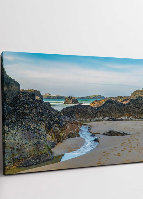 Little firstal beach low tide north cornwall coastline canvas picture print