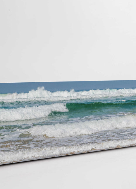 Waves on the Cornish coast. Panoramic Canvas picture print.