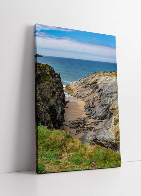 Porth island newquay portait view end of island canvas picture print