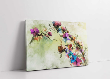 Abstract flowers painting. Vintage style of spring flowers. Canvas Print.