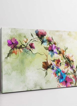 Abstract flowers painting. Vintage style of spring flowers. Canvas Print.
