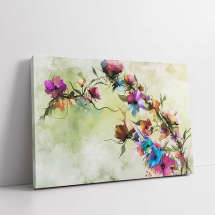 Abstract flowers painting. Vintage style of spring flowers. Canvas Print.