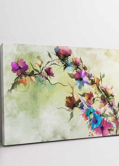 Abstract flowers painting. Vintage style of spring flowers. Canvas Print.