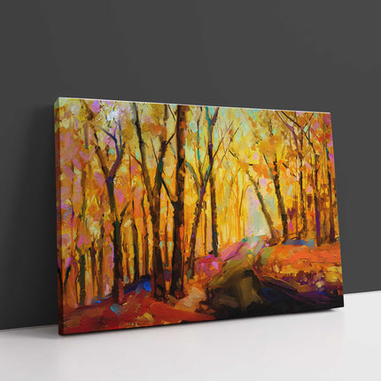 Colourful Autumn landscape. Oil painting, printed and framed as a canvas print.