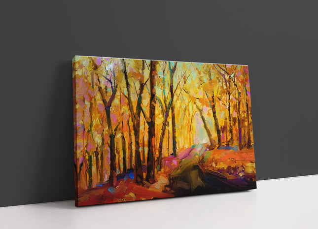 Colourful Autumn landscape. Oil painting, printed and framed as a canvas print.
