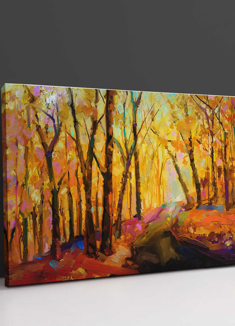 Colourful Autumn landscape. Oil painting, printed and framed as a canvas print.