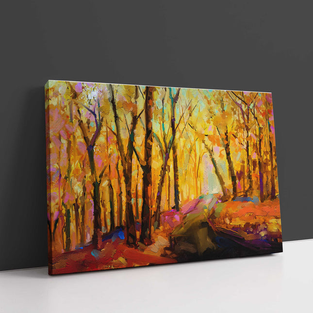 Colourful Autumn landscape. Oil painting, printed and framed as a canvas print.