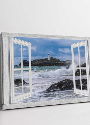 Godrevy lighthouse window frame canvas picture print landscape
