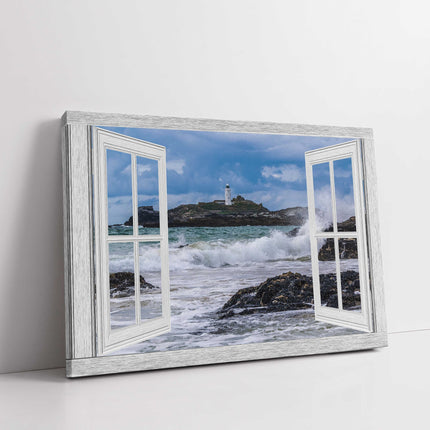 Godrevy lighthouse window frame canvas picture print landscape