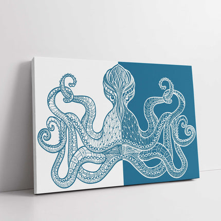 Octopus symmetrical pattern image two toned background. Canvas picture print