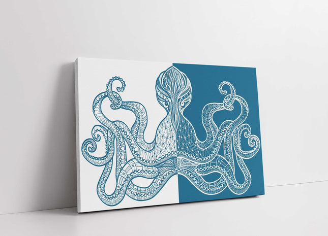 Octopus symmetrical pattern image two toned background. Canvas picture print