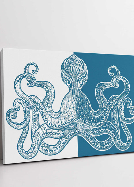 Octopus symmetrical pattern image two toned background. Canvas picture print