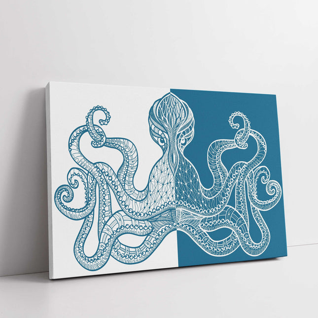 Octopus symmetrical pattern image two toned background. Canvas picture print