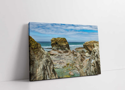 Cornish coastline, Porth Island, Newquay, North Cornwall. Canvas picture print