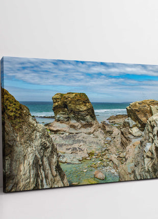 Cornish coastline, Porth Island, Newquay, North Cornwall. Canvas picture print
