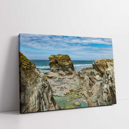 Cornish coastline, Porth Island, Newquay, North Cornwall. Canvas picture print
