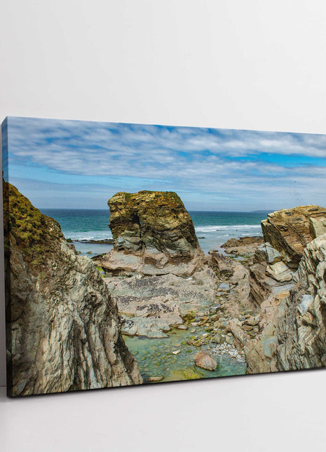Cornish coastline, Porth Island, Newquay, North Cornwall. Canvas picture print