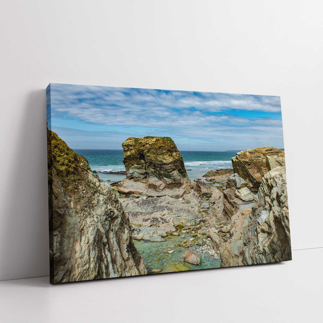 Cornish coastline, Porth Island, Newquay, North Cornwall. Canvas picture print