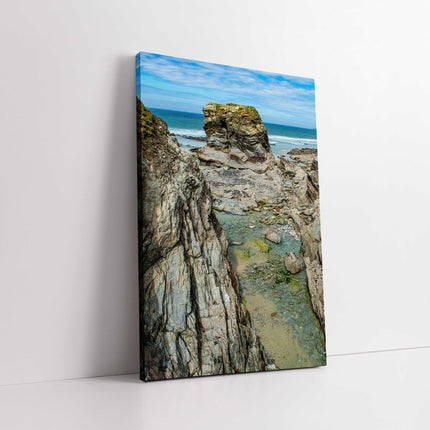 Porth Island Portrait coastline from bridge. Cornwall. Canvas picture print