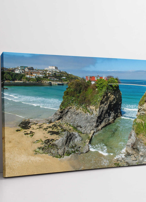 Towan Beach Island house, Newquay, Cornwall. Newquay harbour. Canvas print.