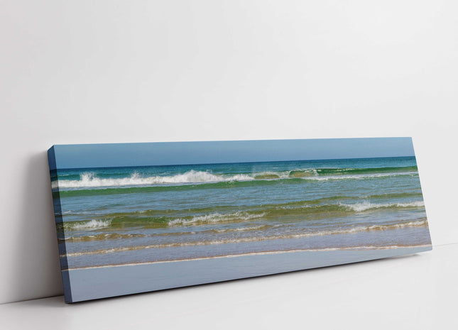 Waves on the Cornish coast. In the surf. Canvas picture print.