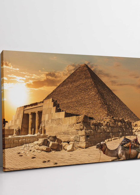 Pyramid of Khufu, Giza, Egypt. Camel. Canvas Print. Wall décor