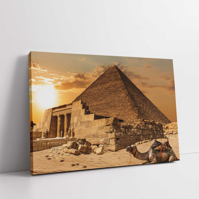 Pyramid of Khufu, Giza, Egypt. Camel. Canvas Print. Wall décor