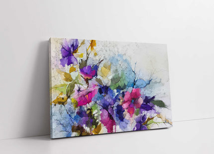Colourful Abstract flower painting. Spring flowers. Modern Canvas Print. Wall