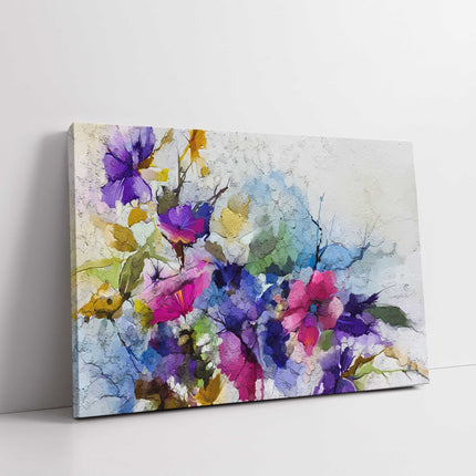 Colourful Abstract flower painting. Spring flowers. Modern Canvas Print. Wall