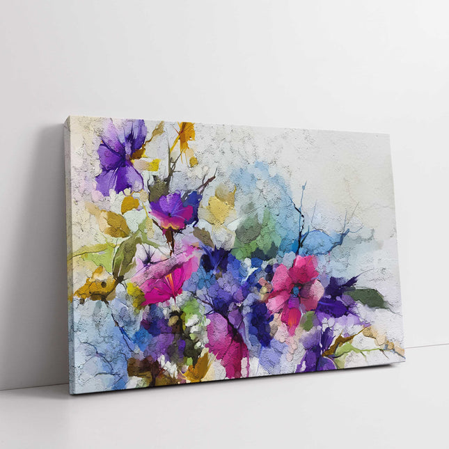 Colourful Abstract flower painting. Spring flowers. Modern Canvas Print. Wall