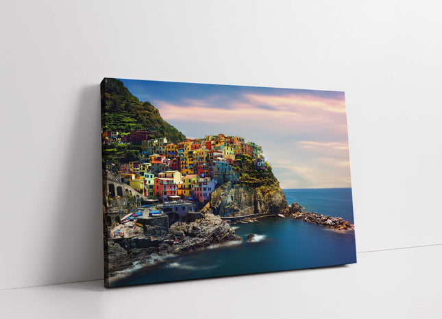 Cinque Terre. Italian coastal fishing village landscape canvas picture print.