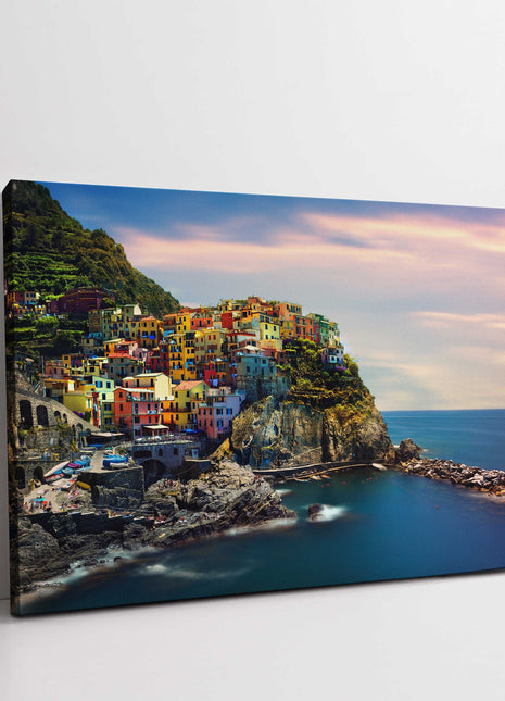Cinque Terre. Italian coastal fishing village landscape canvas picture print.