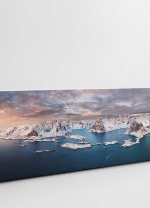 Lofoten Islands. Norway, Scandinavia. Panoramic canvas picture print.