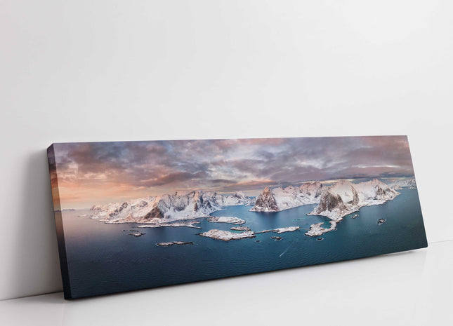 Lofoten Islands. Norway, Scandinavia. Panoramic canvas picture print.