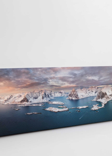 Lofoten Islands. Norway, Scandinavia. Panoramic canvas picture print.