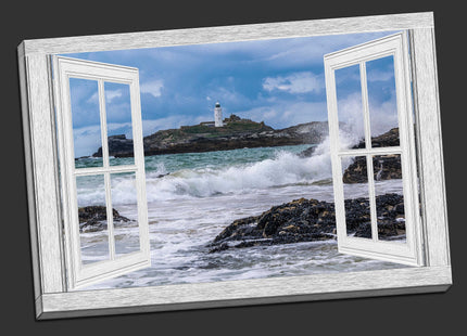 Godrevy lighthouse window frame canvas picture print landscape