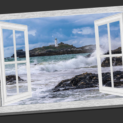 Godrevy lighthouse window frame canvas picture print landscape