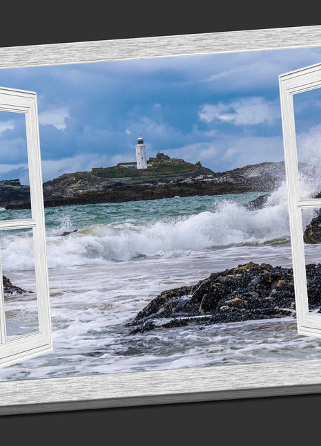 Godrevy lighthouse window frame canvas picture print landscape
