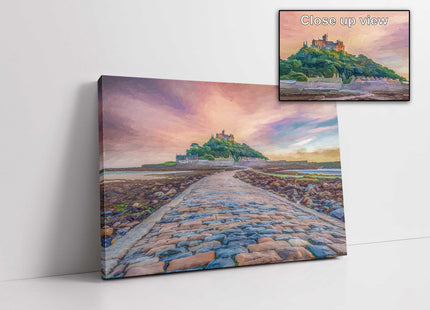 St Michaels Mount Painting effect, Cornwall. Canvas Print. Wall décor.