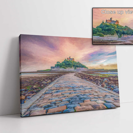 St Michaels Mount Painting effect, Cornwall. Canvas Print. Wall décor.