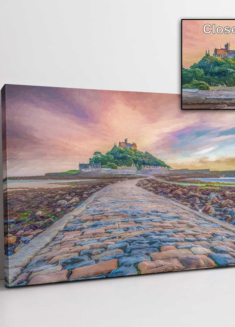 St Michaels Mount Painting effect, Cornwall. Canvas Print. Wall décor.