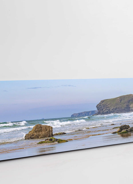 Watergate bay, Cornwall. Stunning panoramic view tide out canvas picture print